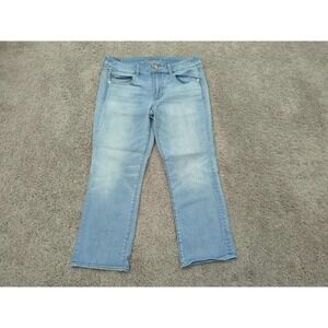 American Eagle Jeans Womens 14 Blue Mid Rise Bootcut Cropped Stretch Casual‎